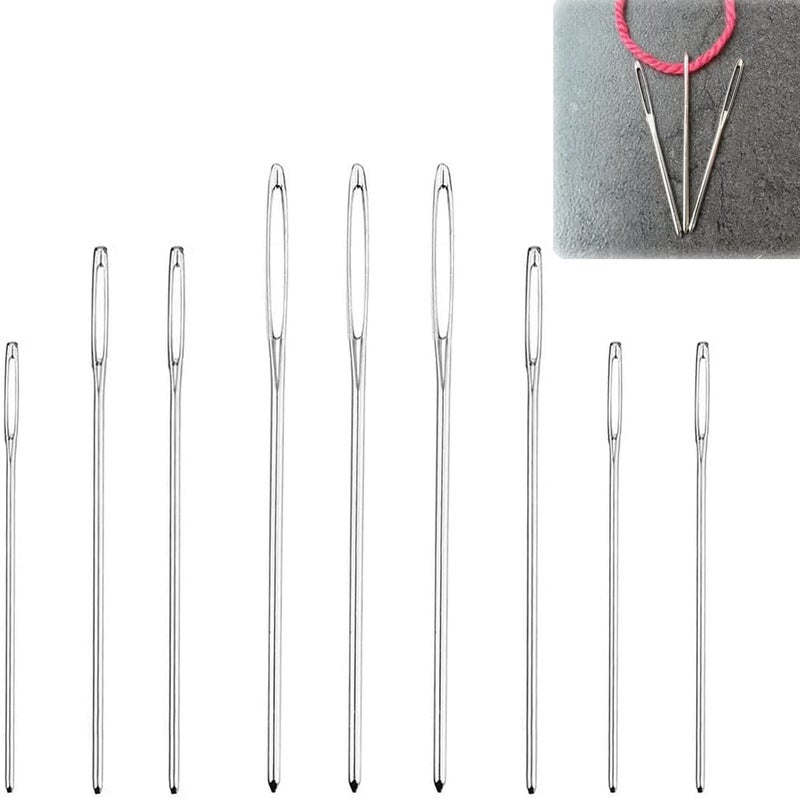 ECROCY Large Eye Blunt Needles, Stainless Steel Tapestry Needle, Yarn Knitting Needles, Darning Needle with Wooden Needle Case Carving Pattern - Image 2